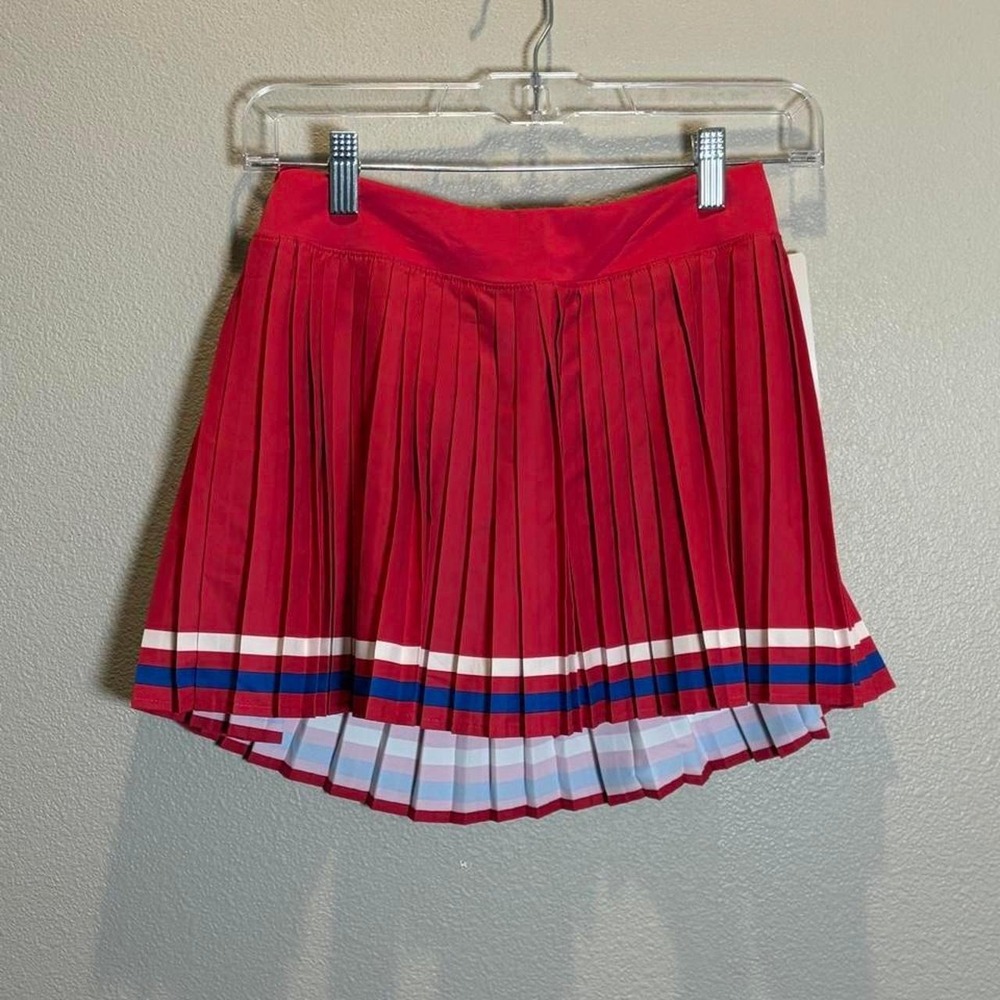 All In Motion Kids Red Pleated Skort XL 14 Striped Athletic Tennis Skirt NWT
